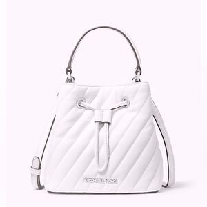 MICHAEL KORS Suri Small Quilted Vegan Leather Crossbody Bag in Optic White
